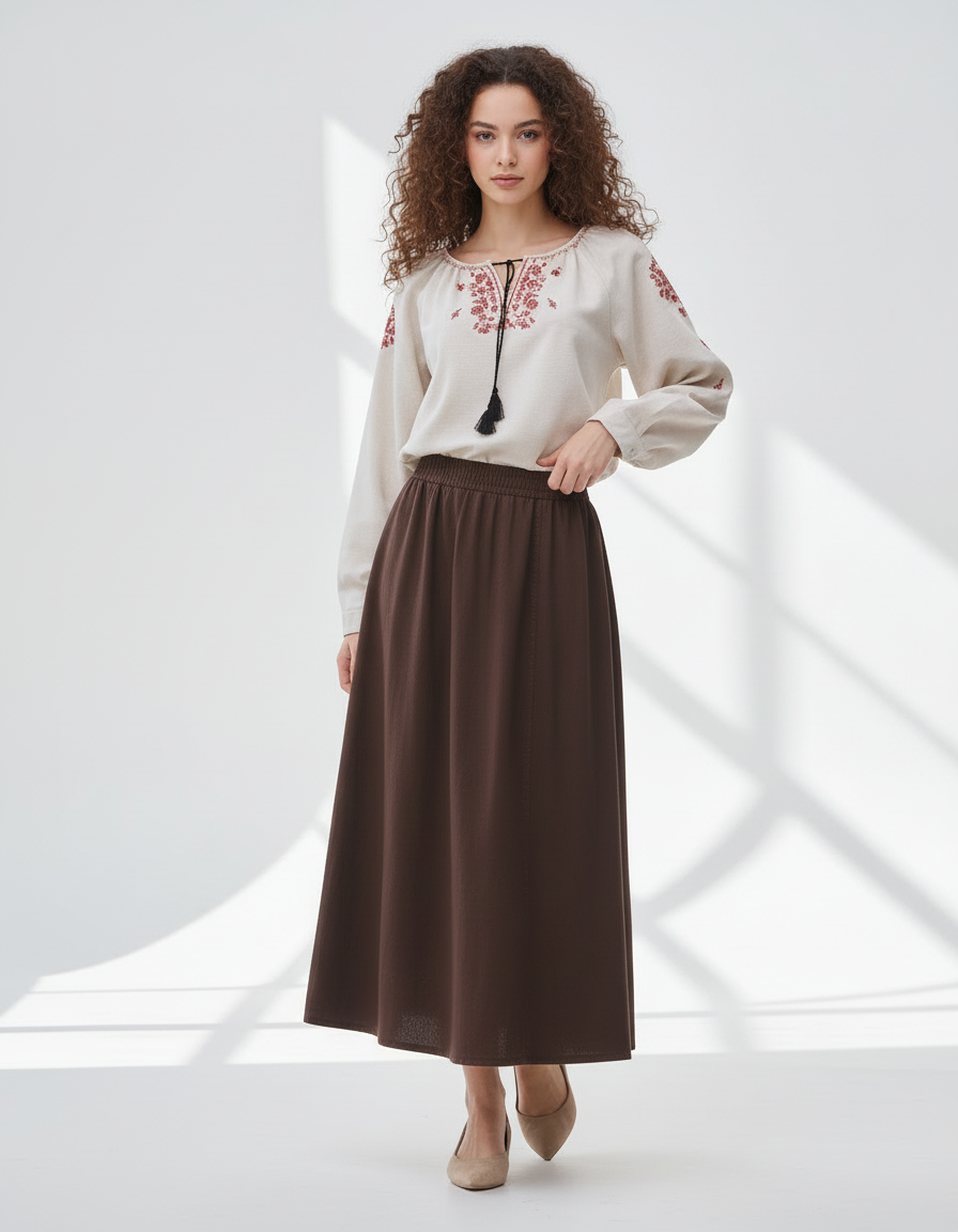 The Embroidered Cotton-Linen Top