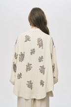 Embellished Cotton Linen Wrap Kimono