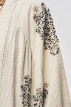 Embellished Cotton Linen Wrap Kimono