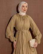 Ruffled Collar Cotton Maxi Dress