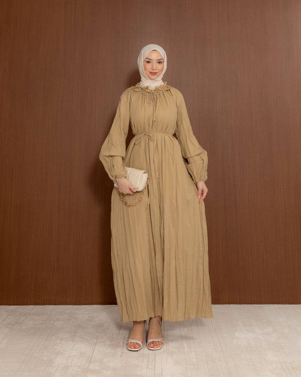 Ruffled Collar Cotton Maxi Dress