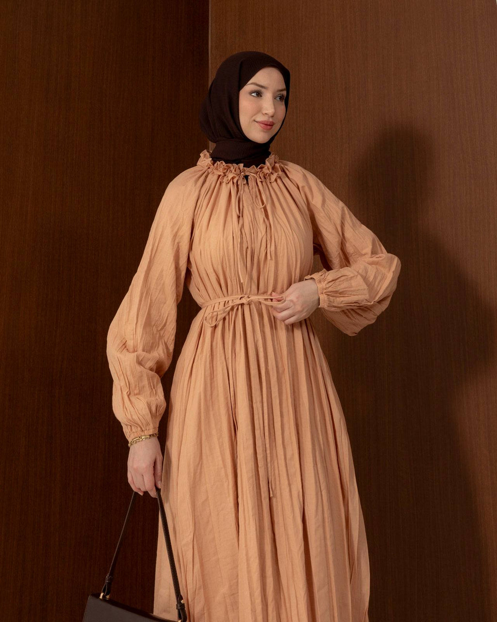 Ruffled Collar Cotton Maxi Dress