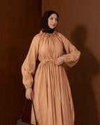 Ruffled Collar Cotton Maxi Dress