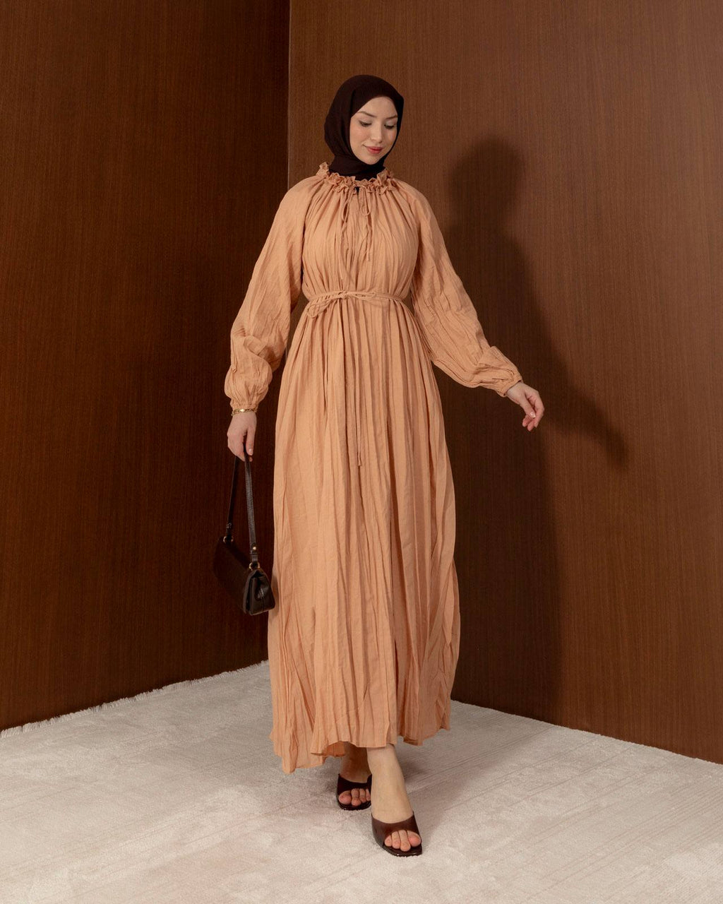 Ruffled Collar Cotton Maxi Dress