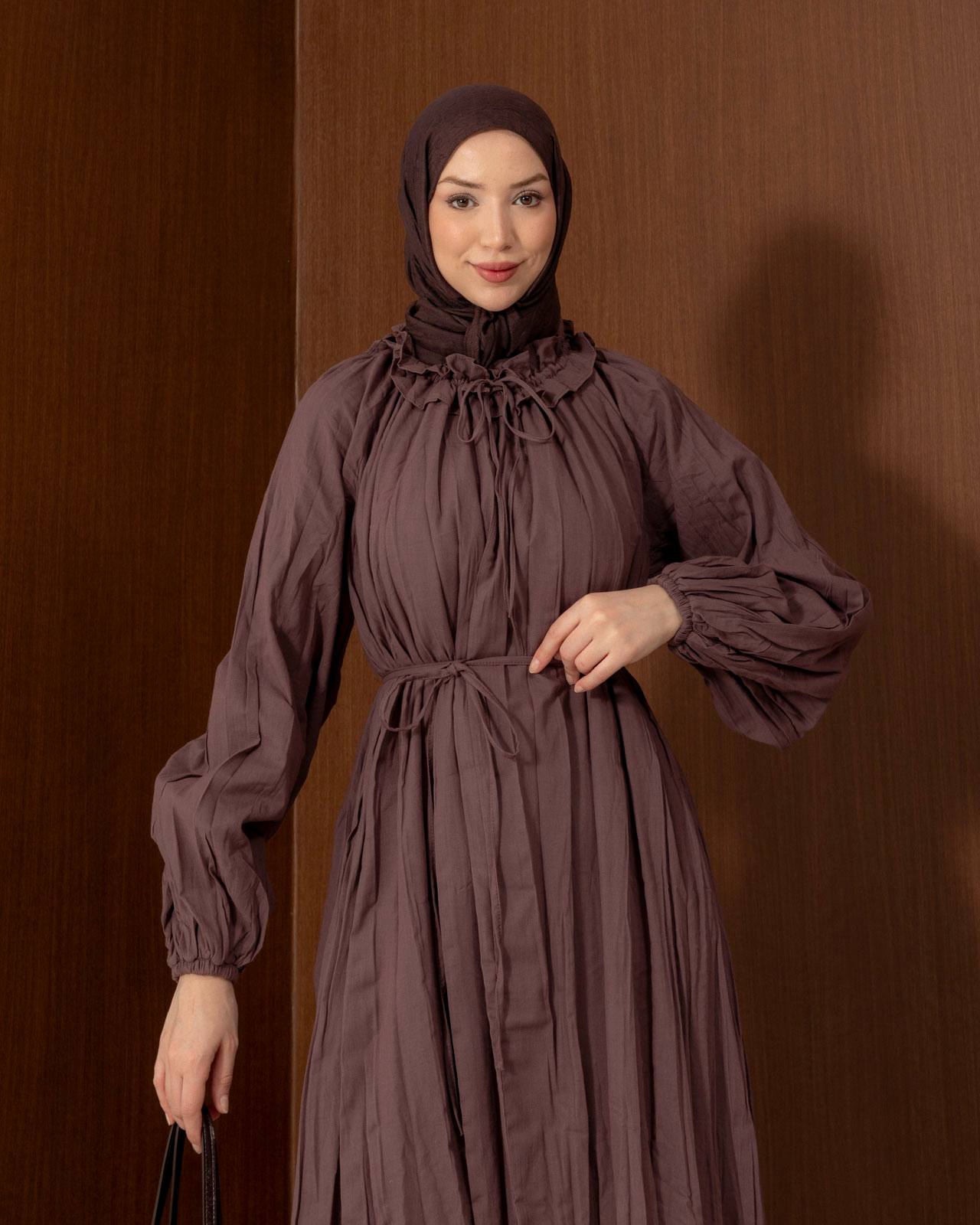 Ruffled Collar Cotton Maxi Dress