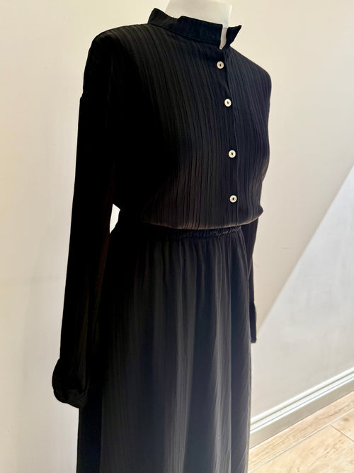 Black Buttoned Shirt and Maxi Skirt Co-ord Set