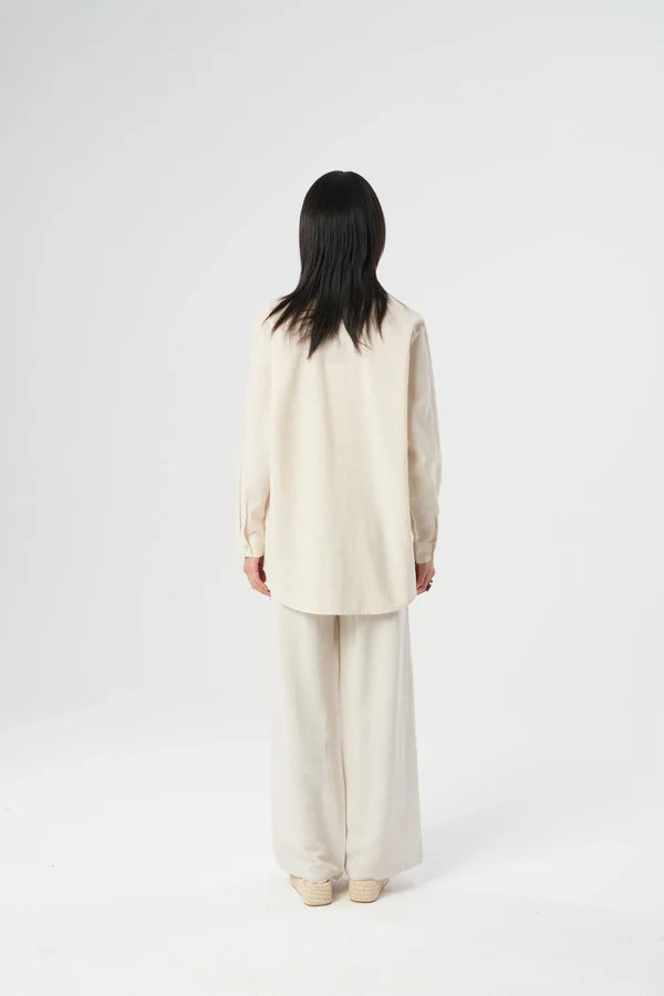 Tonal Floral Embroidered Shirt